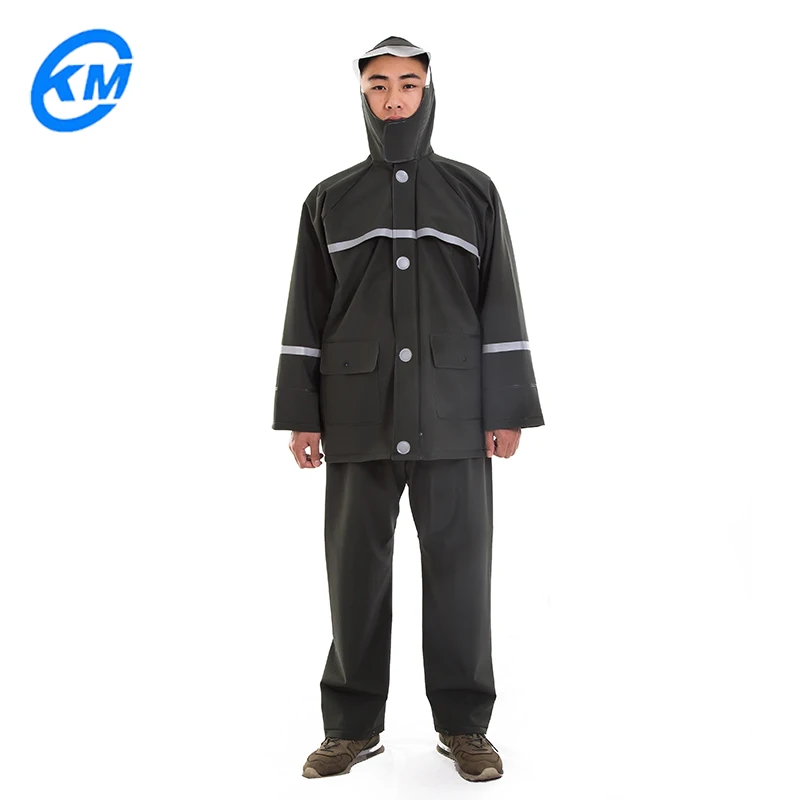 Waterproof PVC Knitted Fabric Outdoor Workers Raincoat Suit