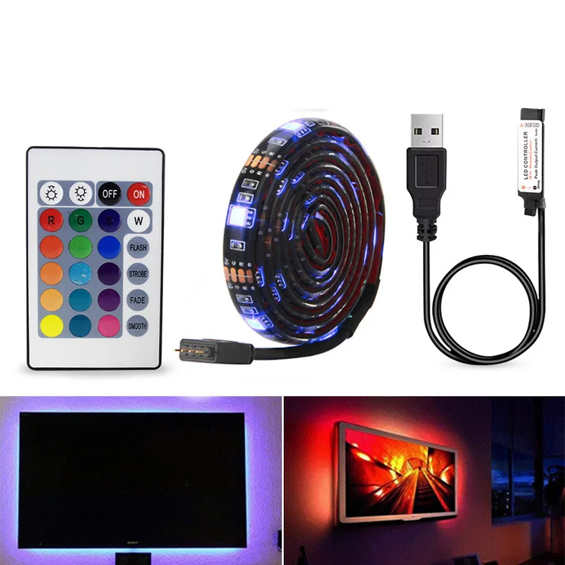 USB RGB светодиодные полосы света 8 мм 60 светодиодов 5 В SMD 5050 Смарт-приложение управление Bluetooth гибкая лента Светодиодная компьютерная телевизионная подсветка