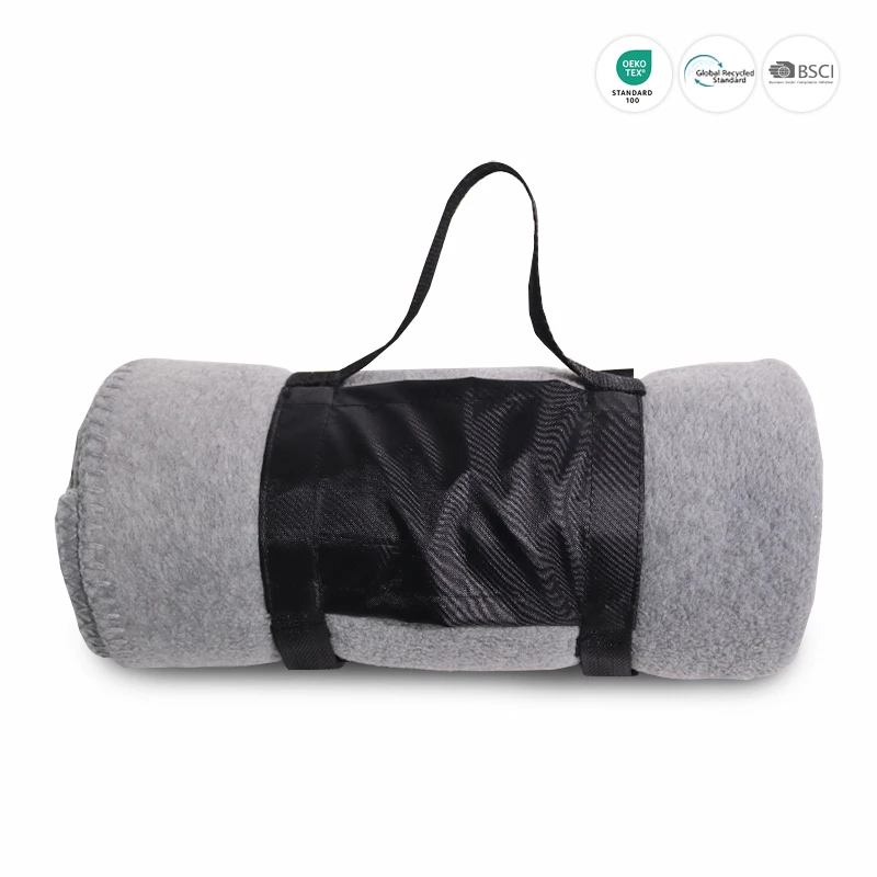 Wholesale navy blue custom color promotion blanket polar fleece blanket with custom logo