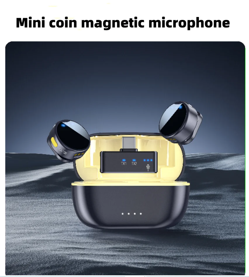 Portable Mini Lavalier Wireless Microphone Collar Clip Metal Remote Transmission Noise Reduction Charging for Smartphones