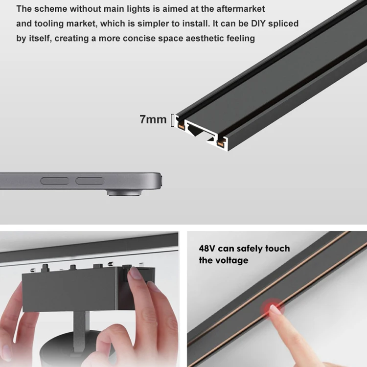 ALLWAY Removable Adjustable Aluminum Mini Size Black White Track Light 8 Watt COB Magnetic Led Track Pendant Light