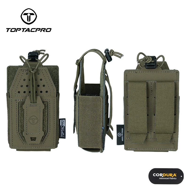 TOPTACPRO MOLLE Mag Pouch Walkie-talkie Holder Ranger Green Multi Function Tactical Mini Radio Pouch