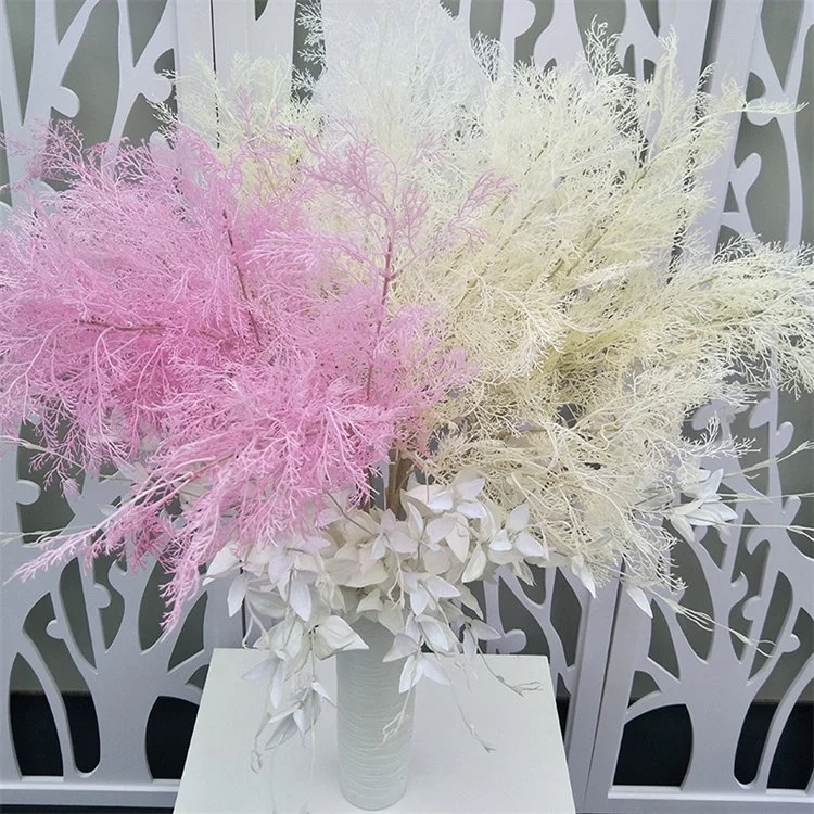 O-210 Wholesale white fog flower 6 branches decorative artificial rime grass hanging misty flower plastic faux plants