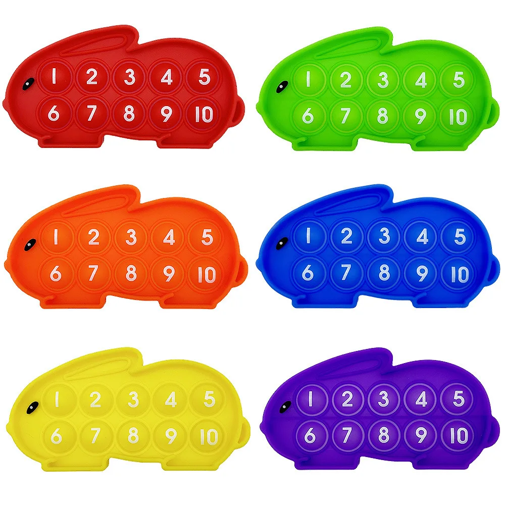 Rainbow Pop It Fidget Toys Push Pop Bubble silicone Toy Learn Multiplication Math Skills Stress Relieving Math Learning Toy