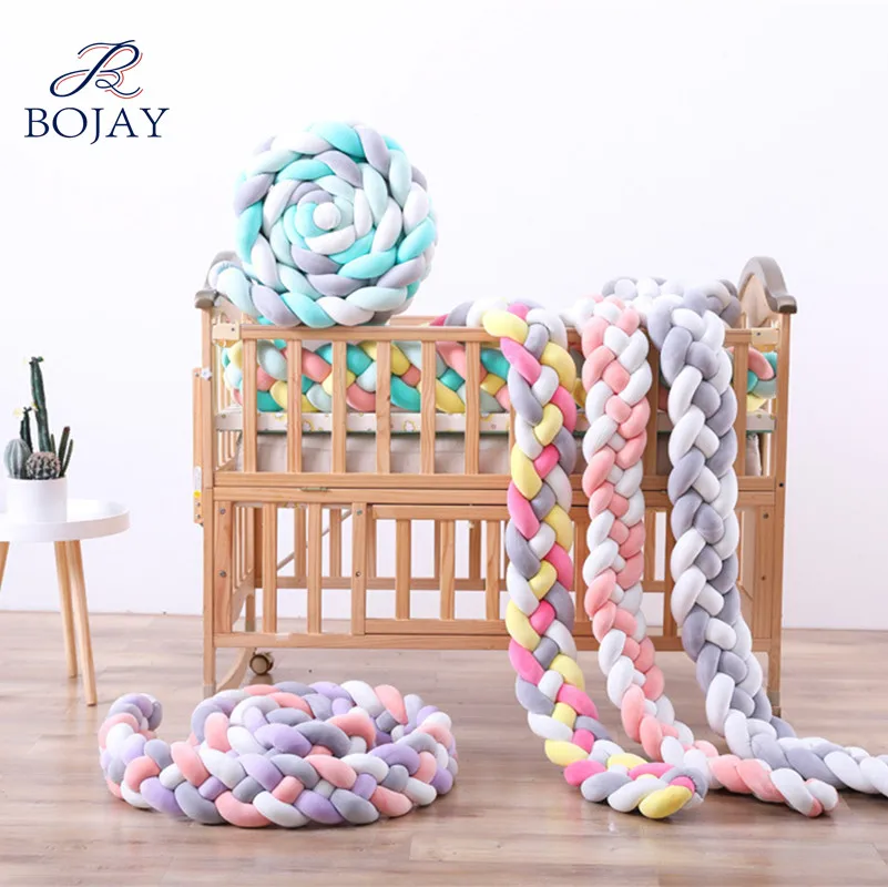 Braided Crib Bumper 4 Braids Knot Cushion Decorative Bolster Pillow Crib Bedding Baby Sheets