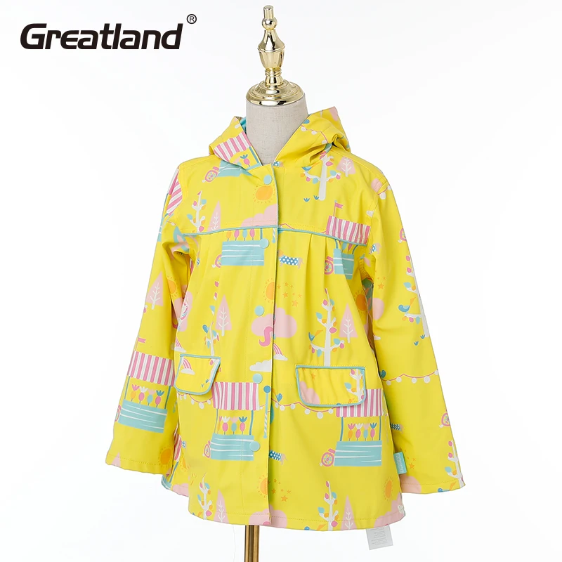 High quality student yellow pattern raincoat custom student children raincoat