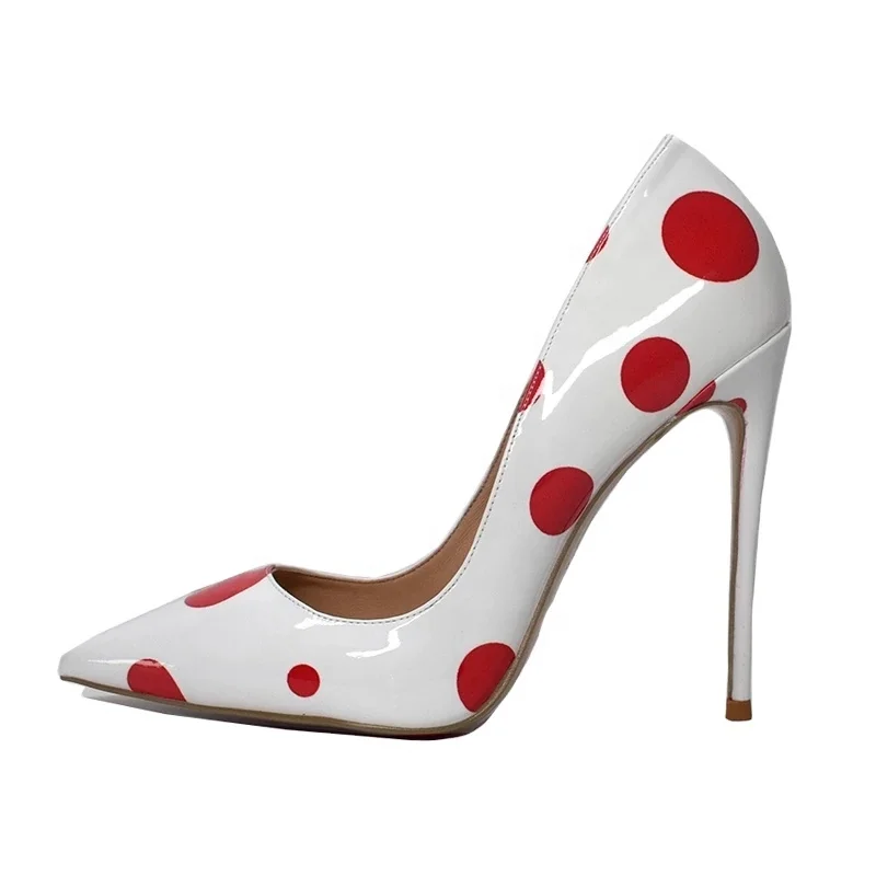 Custom Made Wedding shoes bride patent leather red spots sexy stiletto women shoes high heels pumps