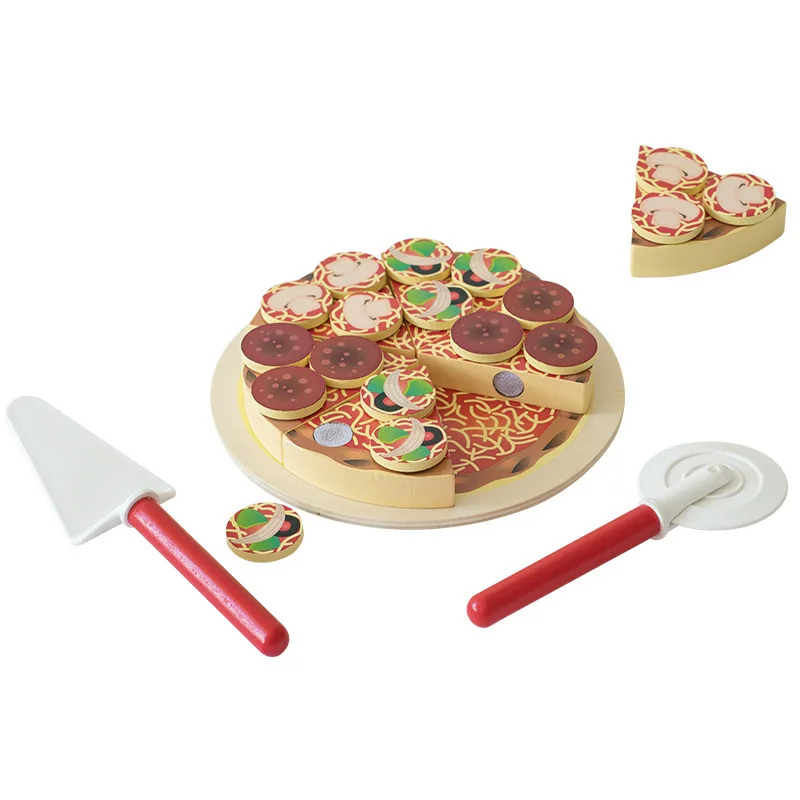 Birthday Gift High Simulation Pretend Play Kitchen Toys Abundant Accessories  Wooden Pizza Cutting Toys