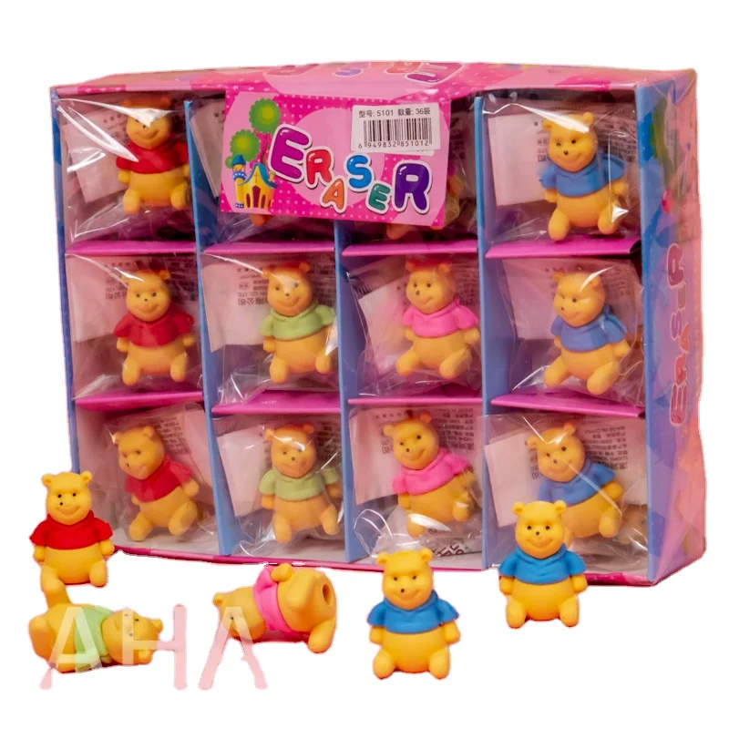 stationery Cute mini bear pencil eraser custom cartoon erasers for school kids