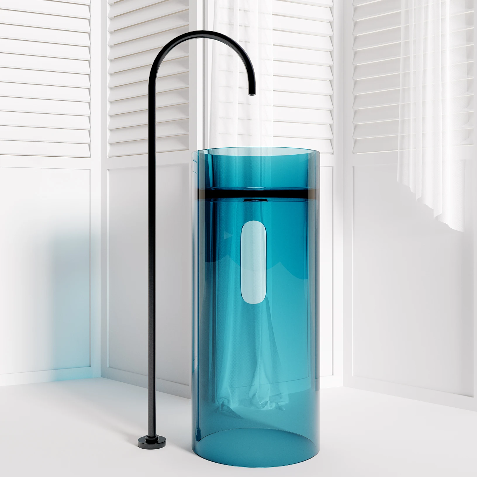 Hot Selling Modern Lucency Artificial Stone Freestanding Hand Wash Column New Design Hotel Sink Drainer Easy Mount Bathroom Wash