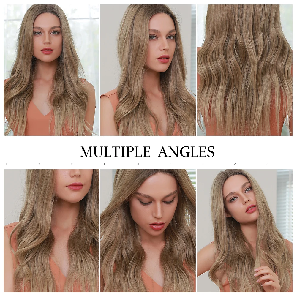 BVR 24 Inches Long Brown Color Wig Body Wave Pelucas Sintetica Lace Front Japanese Futura Fibre Synthetic Wig