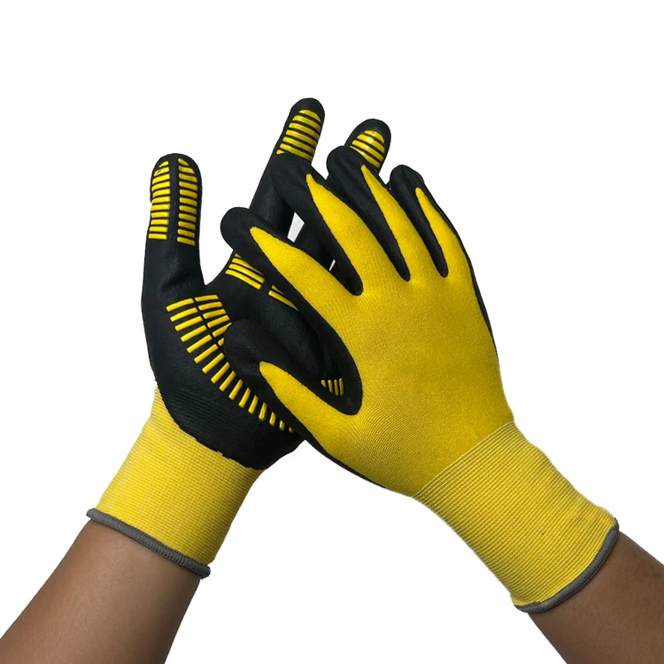 Micro Foam Nitrile Coated Nitrile Palm Dotted Dipping Gloves Nylon Safety Shell Abrasion Resistant Working Gloves