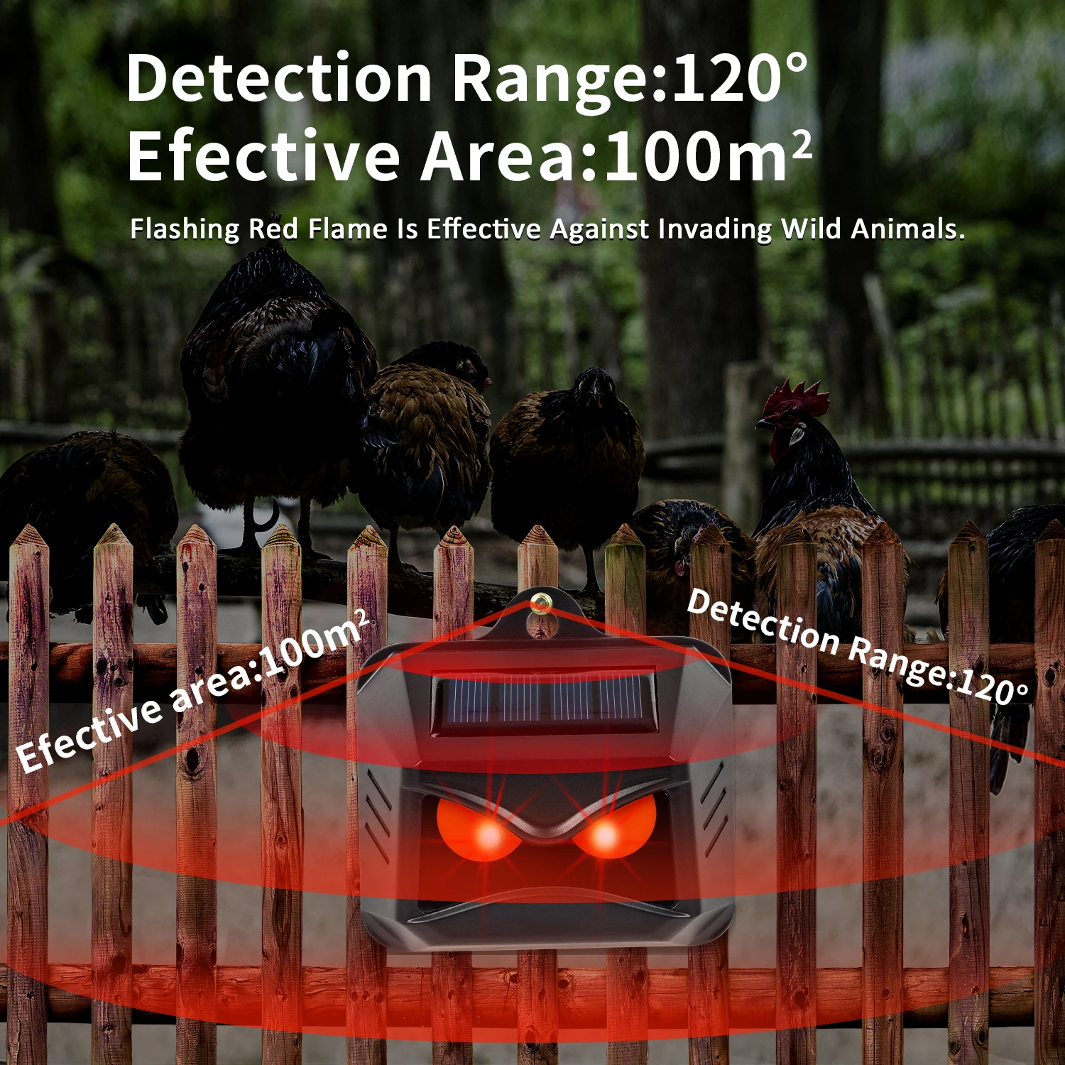 X-PEST LED Flashing Red Light Animal Repeller Keep Monkeys Wild Boars and Hares Away from Your Yard and Chicken Coop