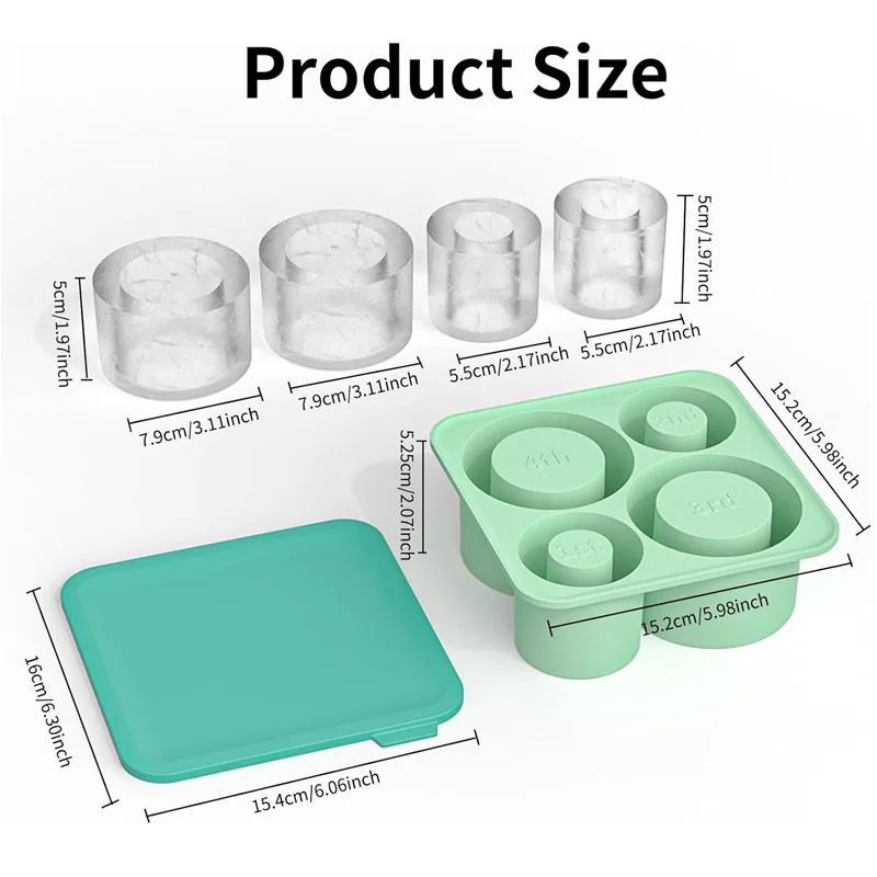 Silicone Large Round Hollow Cylinder Ice Cubes Maker Tray Mold For Cup Ice Cube Mold