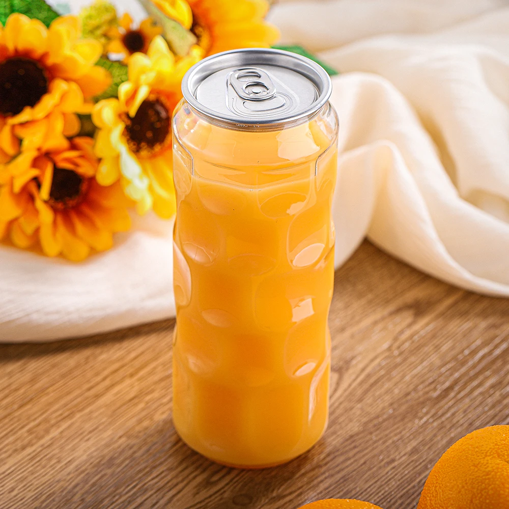 250 ml 350 ml 400 ml 500 ml 650 ml 750 ml Hot sale transparent PET bottle plastic can drink soda coffee beverages can