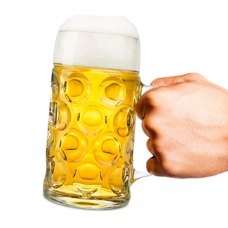 Oktoberfest Custom Logo Clear 0.5L Beer Mug Plastic German Beer Stein with Dimple