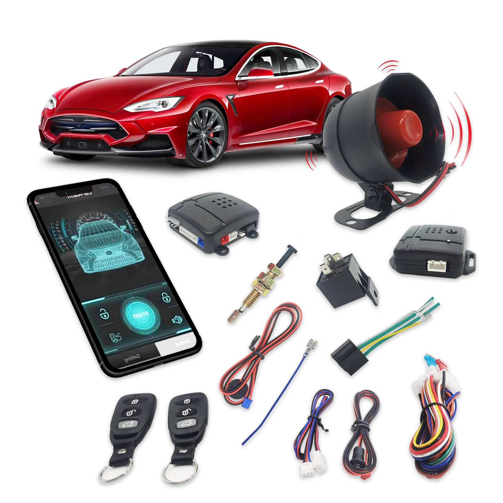 12V Universal Car Alarm System Anti-Hijacking Central Locking System One way Smart Keyless Entry Car Security System