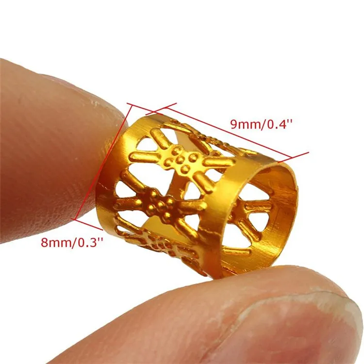 
10x8mm Golden Optional Colorful Rings Beads Box Braid Hair Braids Cuff Clip Dreadlock Beads Adjustable 