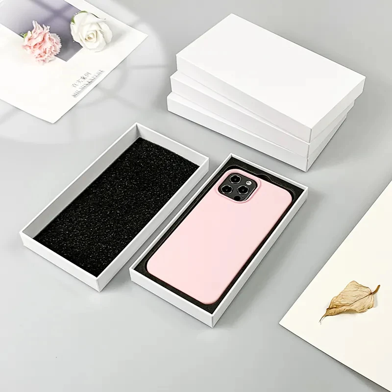 Custom Logo Phone Cover Packaging Rigid Cardboard Box Mobile Cell Phone Case Packaging lid and base Box