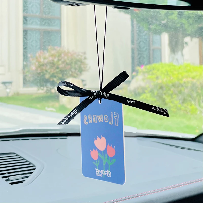 printing factory custom hanging fragrance card perfume paper card car air freshener with rope