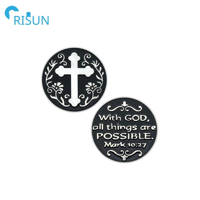 Manufacture  Metal Jesus Christ Coin Custom Christian Cross Knight Templar Red Cross Challenge Coin Medallion Religious Coin