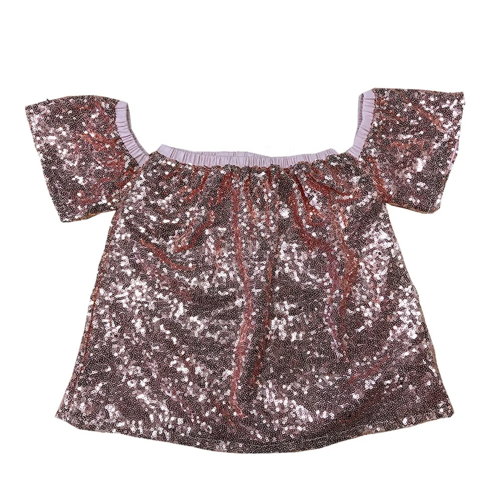 
OEM Toddler Girls Sequin Outfit Bling Dress Off Shoulder Baby T-shirt 