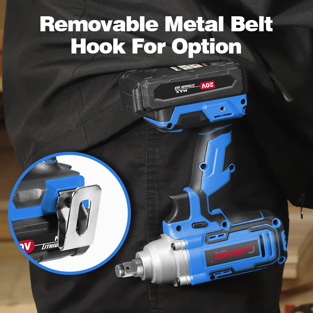 Hehui 20V 3/8 Inch Impact Wrench Brushless Motor Power Professional Battery Cordless Impact Wrench