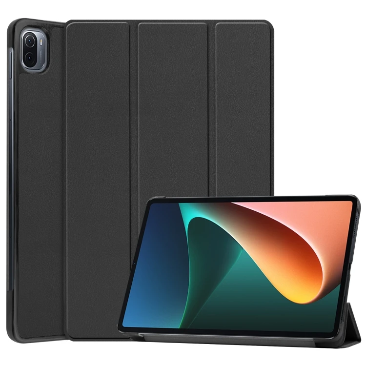 Новинка кожаный чехол-книжка с горизонтальной текстурой для Xiaomi Pad 5 с тремя складными держателями и функцией сна/пробуждения