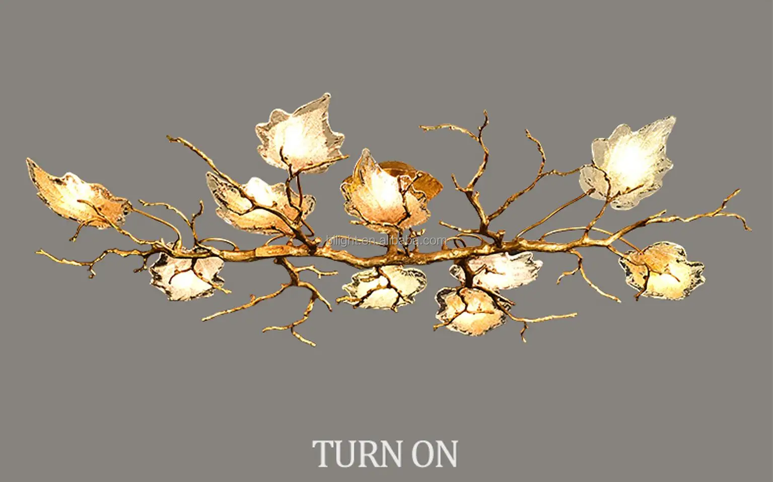 Light luxury chandelier living room lamp creative simple Brass glass maple leaf decoration bedroom dining room crystal lighting