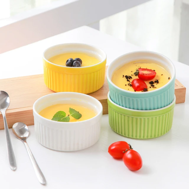 Ceramic Ramekins Porcelain Souffle Dishes Ramekins for Creme Brulee and Ice Cream Ceramic Bakeware Baking Dish