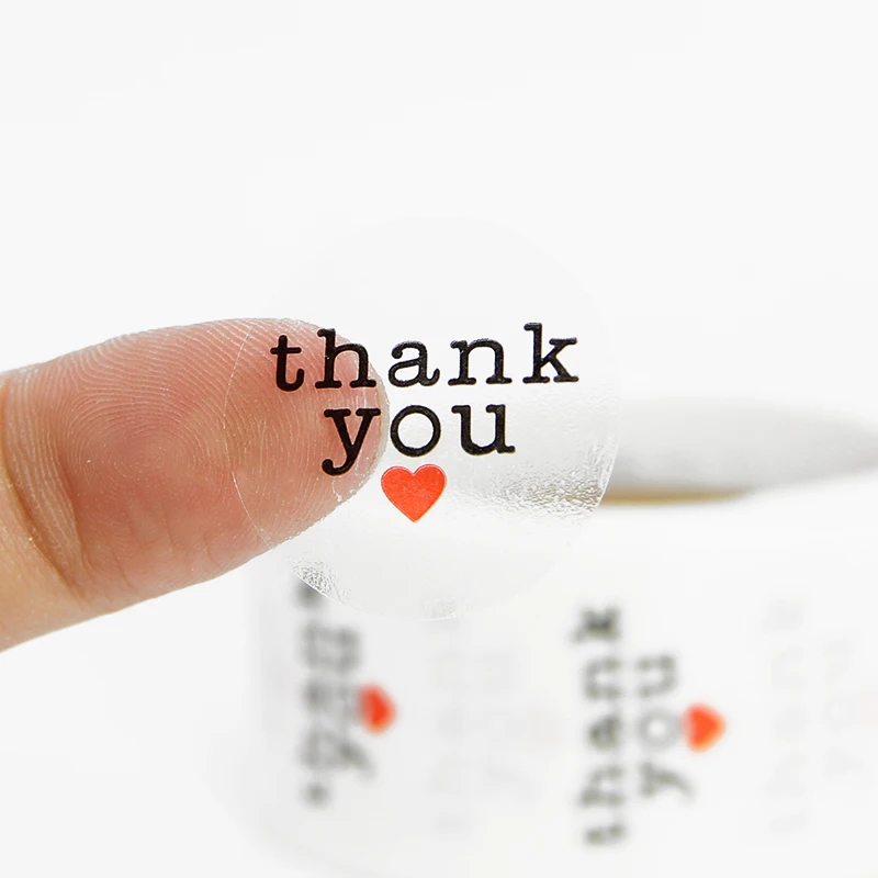 Custom 1 inch Clear Transparent Thank You Sticker Label Roll