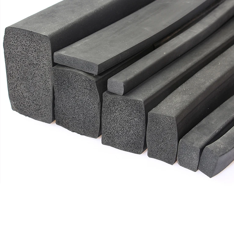 custom Epdm foam rubber black rectangular seal strip