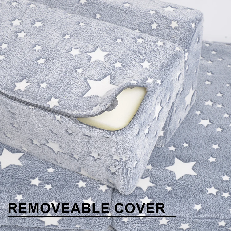 6-Piece Fold Out Kids Couch Sofa Modular Toddler Couch for Bedroom Playroom living room school