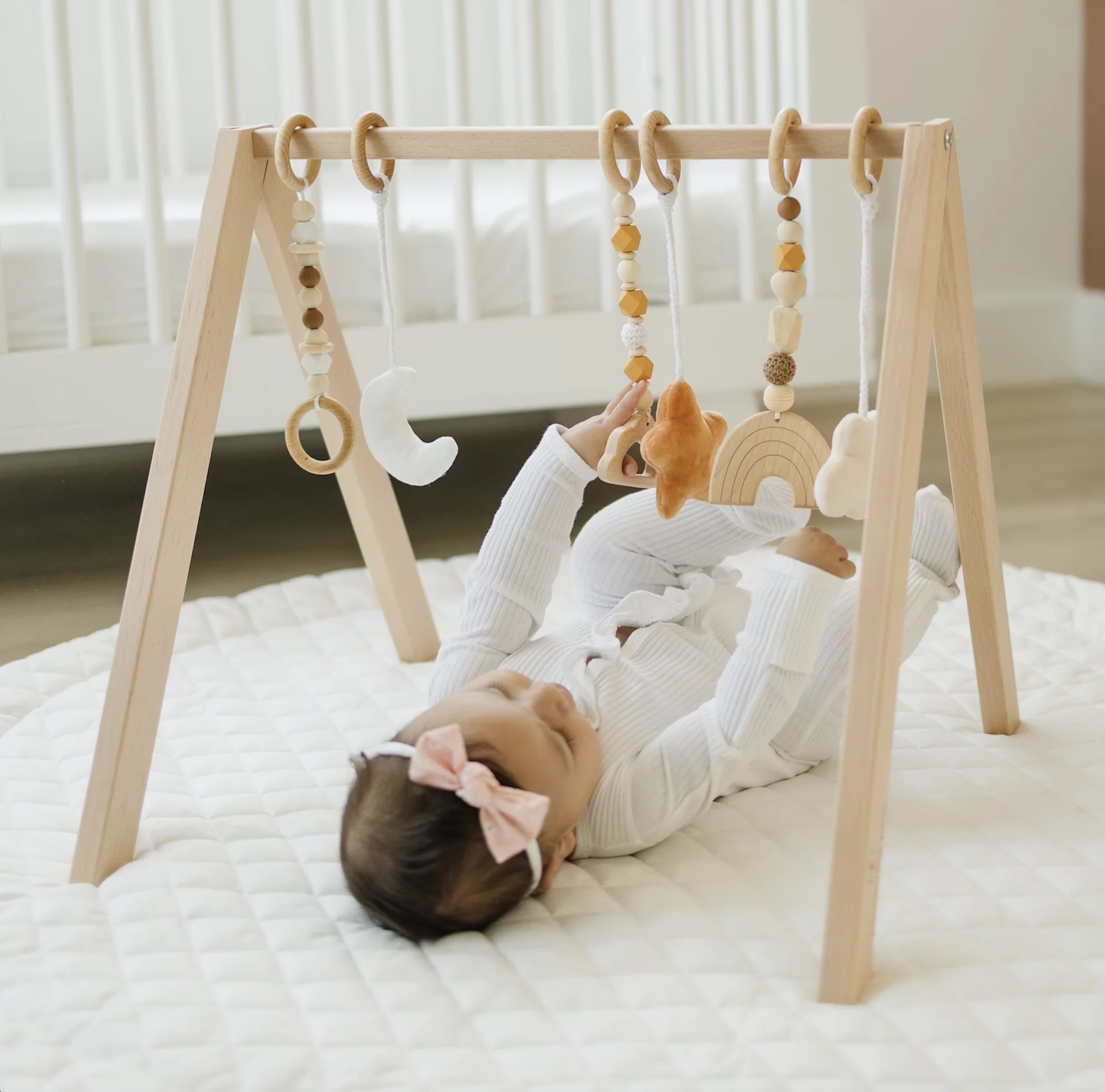 Customization Etsy Foldable Wooden Montessori Baby Play Gym Frame Activity Mat With  Teething Toys Nordic Baby Gym