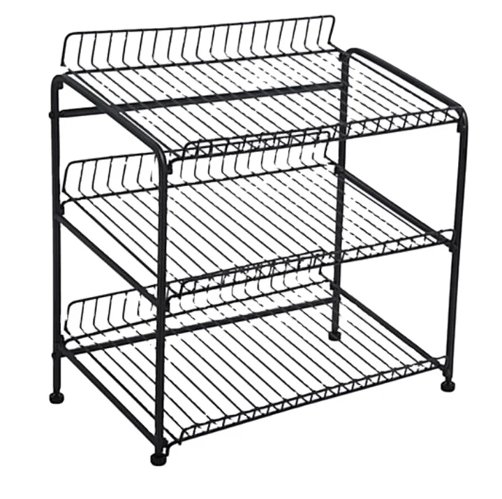 Small Shelf Newspaper Tabletop Open Shelves 3 Tiered Display Beauty Shop Fitting Store Wire Rack