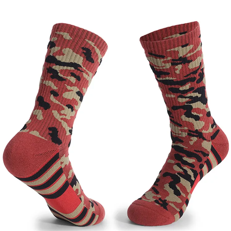 JL241- Custom Thick Cushion Combed Cotton Colorful Athletic Socks Army Green Rugby Camouflage Men Baseball Sports