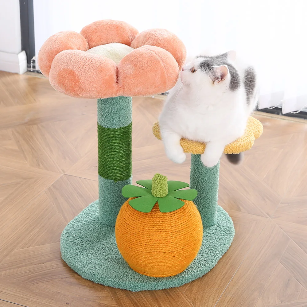 Cat Tree Scratcher Factory Supply Customized Cat Tree Fsc Certificate Natural Sisal Rope Plant Cat Tree Scratcher