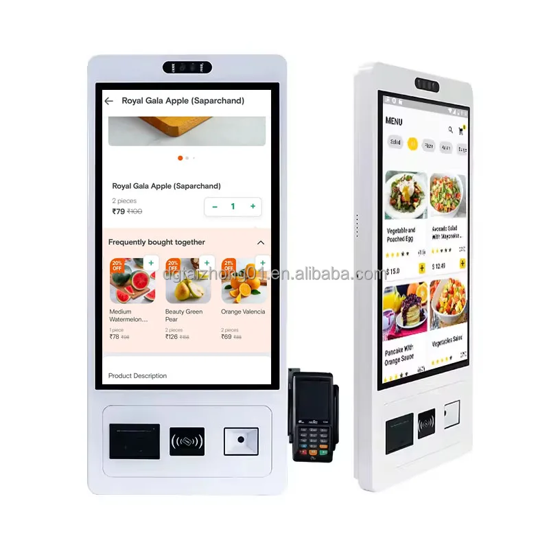 23.6-Inch Self-Service Touch Screen Kiosk with Barcode Scanner Self-Pay Machine Order Payment Chain Stores Restaurants OEM LCD