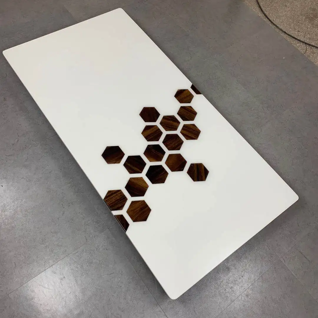 Modern Woodworking Solid Wood High End Special Design Dinner Clear Water Colorful River Epoxy Resin Table