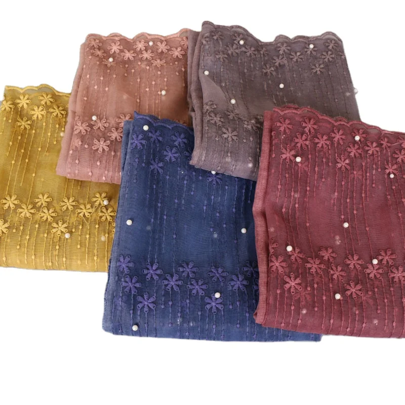 New Design Scarves for Ladies Arab Dubai Muslim Voile Scarf Hijabs Women Malaysia Head Lace Scarf Hijab