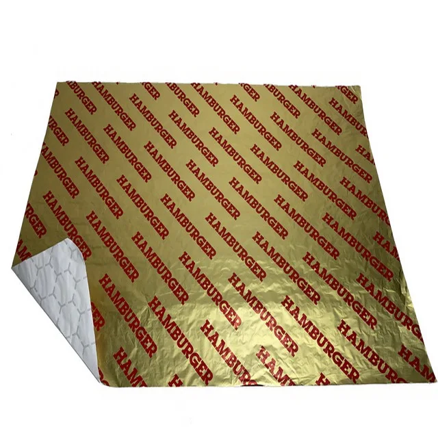 25 35cm  burger colored food grade aluminum foil laminate white wax bread packing paper for food packaging sheet