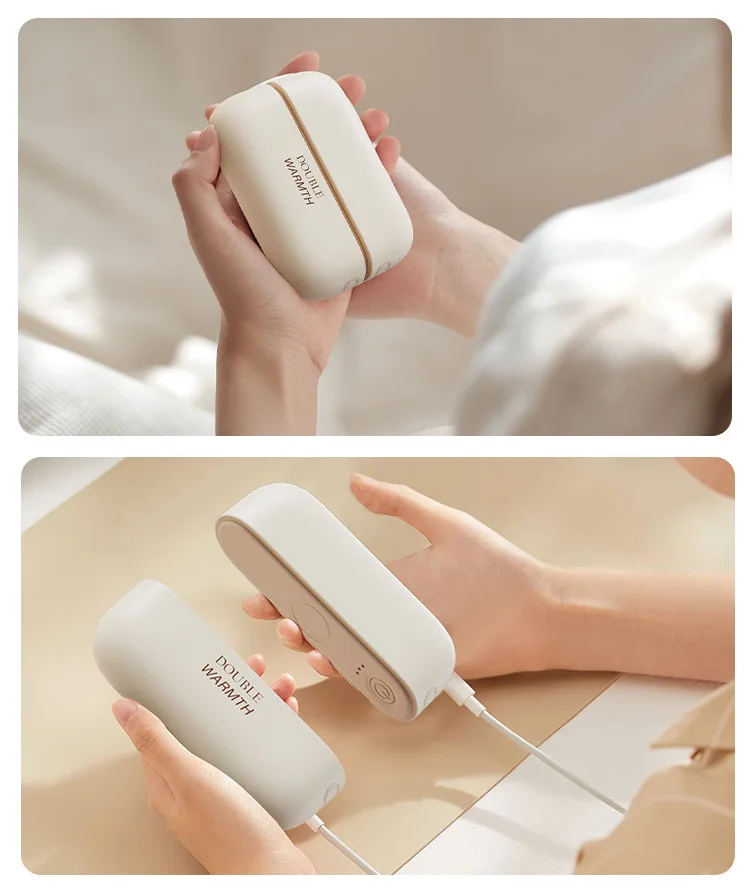2024 New 2 in 1 Pocket Heater Mini Usb Hand Warmers 6000mah Portable 2 Pack Rechargeable Magnetic Hand Warmer for Men Women