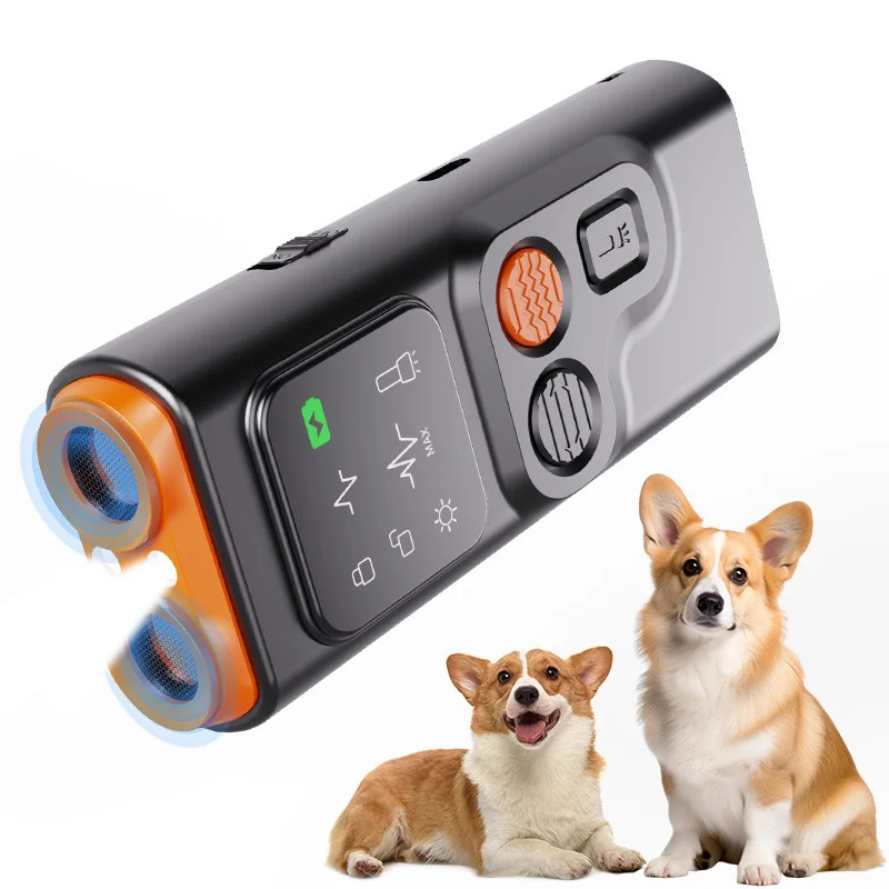 2024 Pet Dog Repeller Ultrasonic Dog Training Device Rechargeable Anti Dog Bark Deterrent Device With LED Flashlight