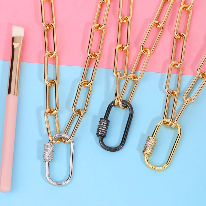 ASnkq61 Fashion Simple Exaggerated Hip Hop Personality Niche Geometric Thick Chain Necklace