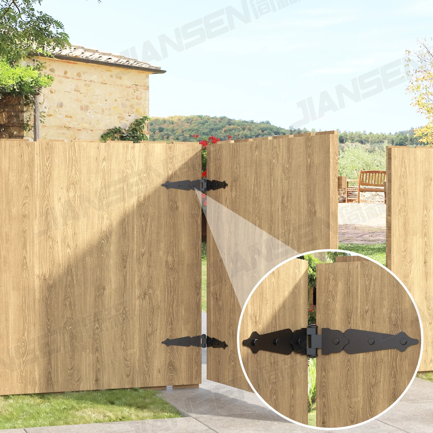 Antique Style Outdoor Black Steel A Type Fence Hinge Hardware Accessory Folding Fence Gate Hinge Kits For Fence Gate