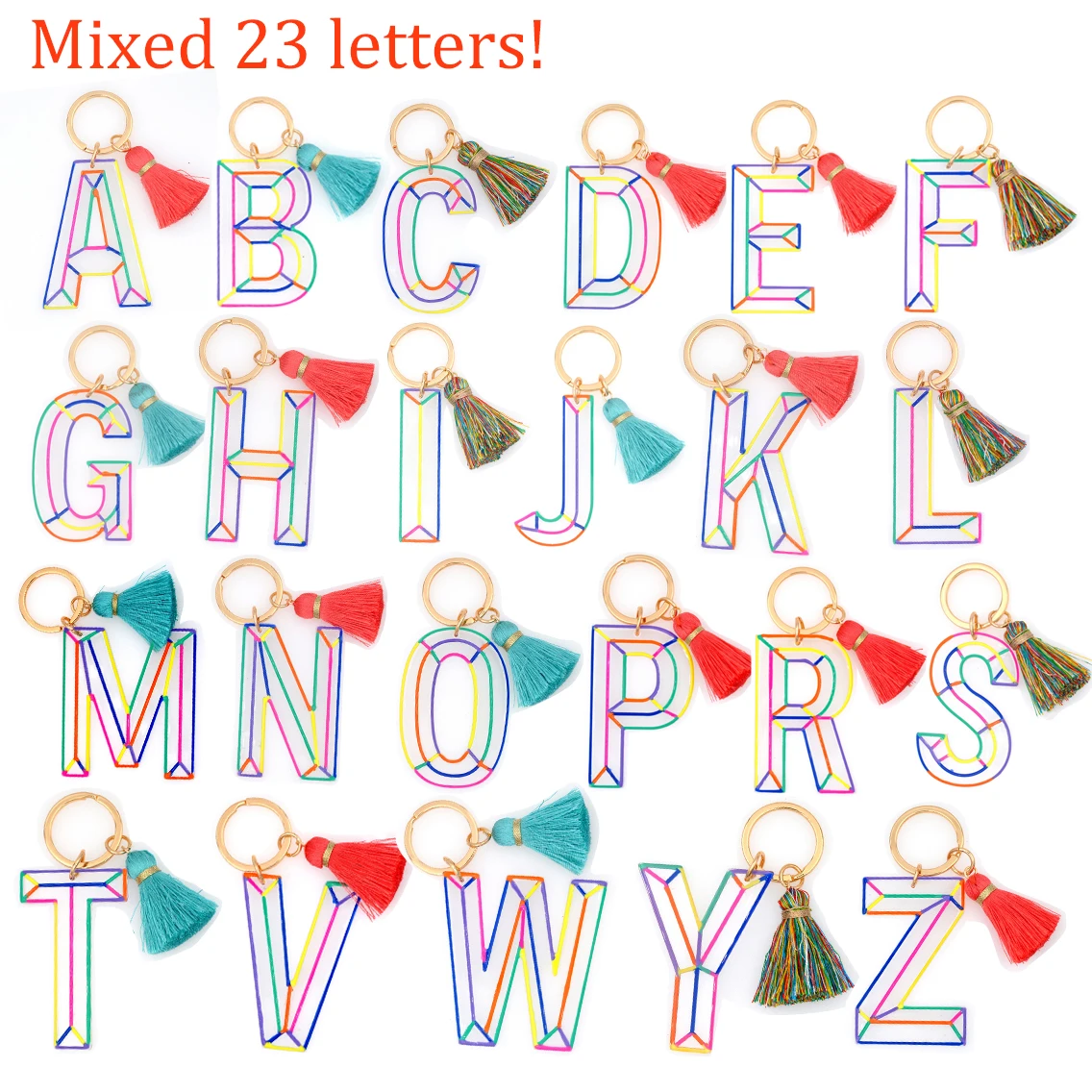 Персонализированный именной подарок индивидуальный дизайн буквы брелок Радуга инициала брелок с кисточкой