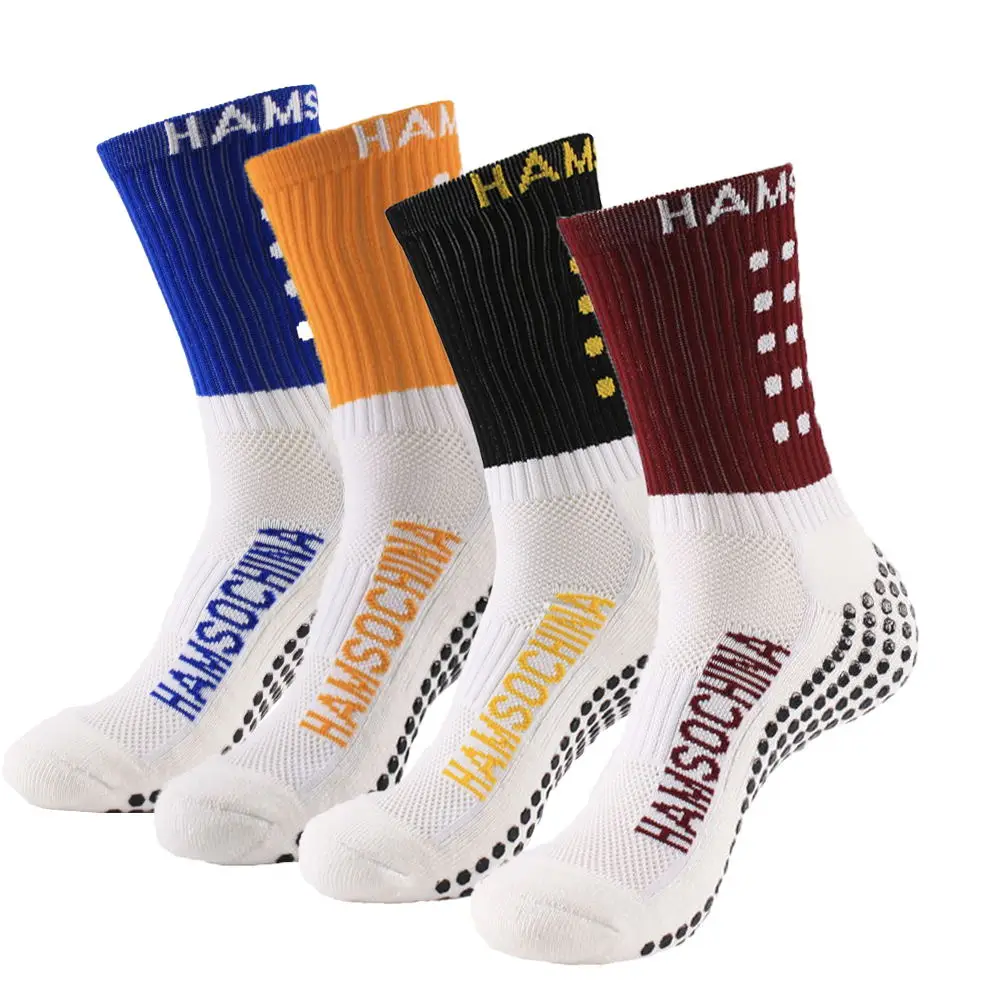 Hot selling custom crew anti slip sport grip socks