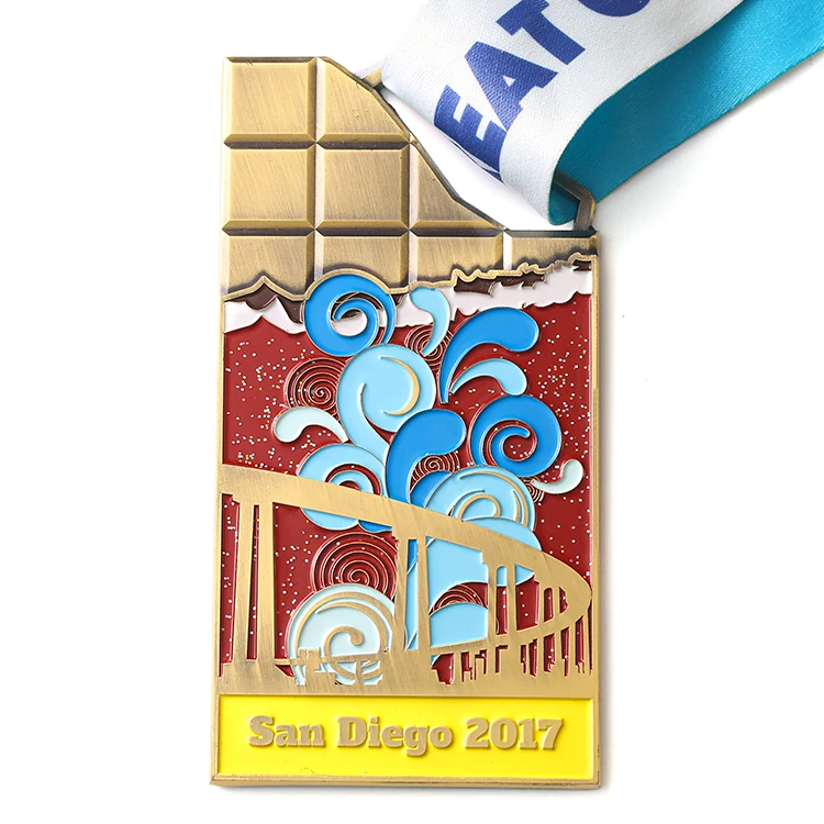 Factory price gold square children chocolate medal