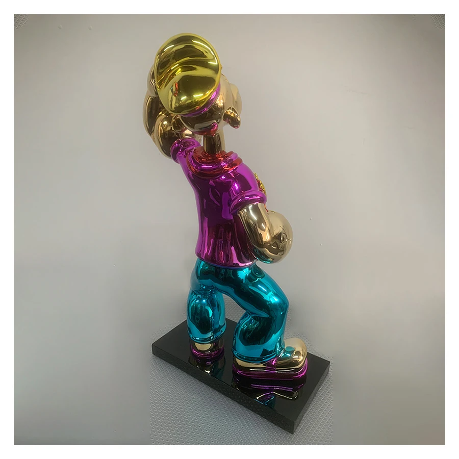 Милый мультфильм игра фигурка из стекловолокна хромированная статуя Попай