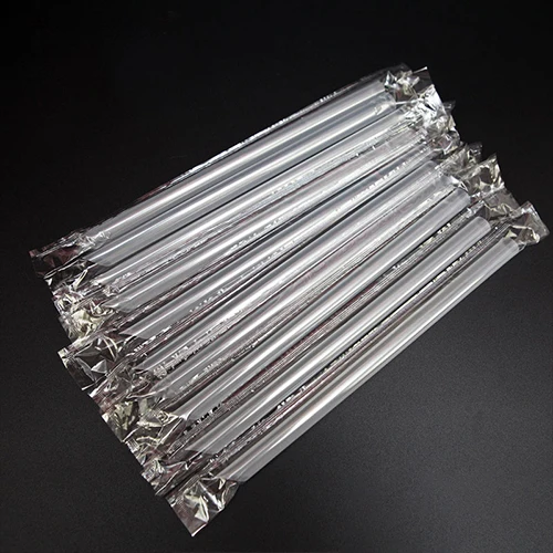 Disposable independent plastic film independent packaging juice drink beer 12*195mm transparent PP clear Plastic straw